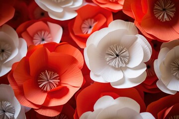 Intricate Paper poppy art closeup. Art flower. Generate Ai