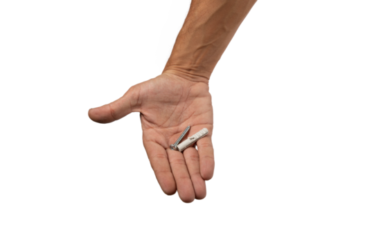 Black male hand showing a screw and plug isolated no background - Powered by Adobe