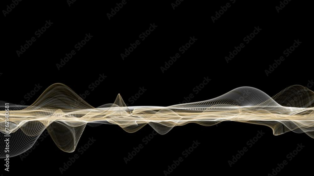 Poster futuristic video animation with particle wave object in slow motion and space for text, 4096x2304 lo