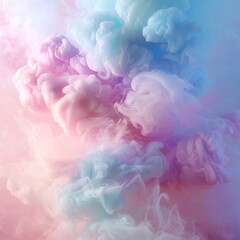 Colorful cotton candy clouds in soft pastel color background
