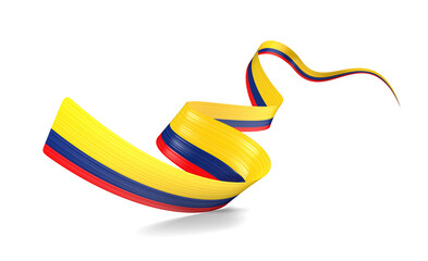 3d Flag Of Colombia 3d Shiny Waving Colombia Ribbon Flag On White Background 3d Illustration