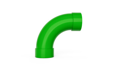 3D Shiny Green PVC Bend Pipe At A 90 Degree Angle Isolated On White Background 3D Illustration