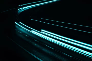 Papier Peint photo Lavable Autoroute dans la nuit blue car lights at night. long exposure