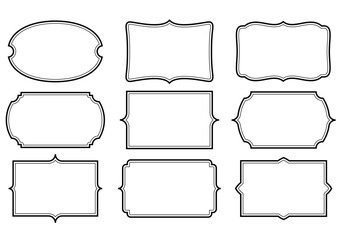 シンプルな線画のフレームセット　二重罫　文字なし　白地あり