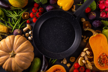 Autumn vegetable cooking dinner background