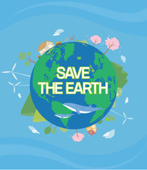 Save earth environment illustration with earth and nature