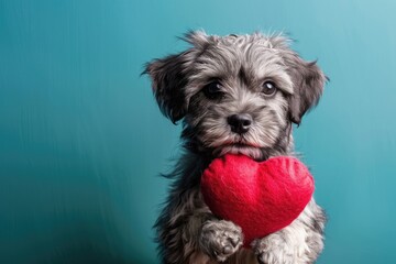 Affectionate Dog with Heart on Isolated Background, AI Generative
