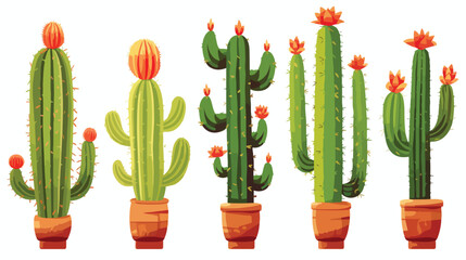 Illustration of cactus. Decorative spiky mexican ca