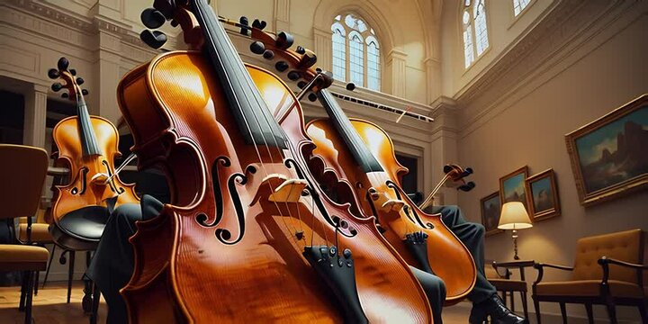 Violin music hal intro close up of a table, in the style of masterpiece, cinematic