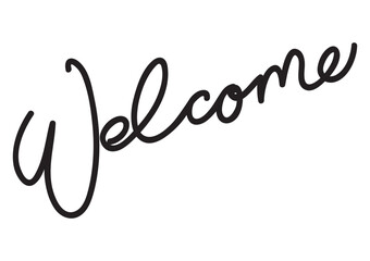 welcome hand lettering text black on white background. Modern calligraphy style