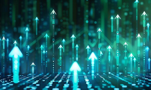 Digital Background, Symbolizing Profit and Investment Strategies with Rising Financial Arrows