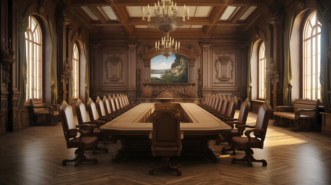 Church Interior with Classic Furniture and Wooden Accents