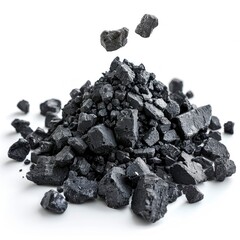 Fototapeta premium Falling Coal On White Background, Illustrations Images