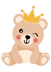 Cute king teddy bear sitting with crown. - 762148888