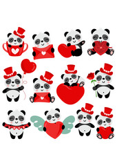 Set of valentines day cute panda - 762148896