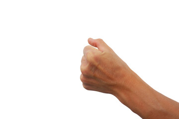Showing a hand signal meaning 