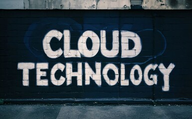 Cloud technology. Integrated digital web concept background in modern style, grafitti wall art young art
