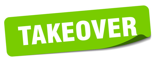 takeover sticker. takeover label