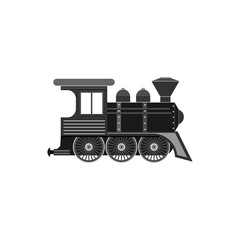 Train retro steam locomotive icon isolated on transparent background
