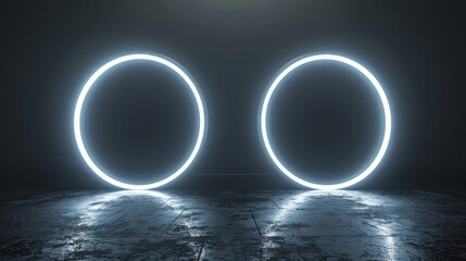 two giant open white and futuristic rings of light