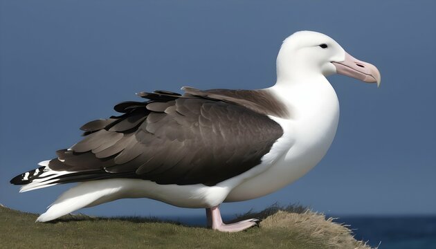 An Albatross With Its Feathers Ruffled By The Sea