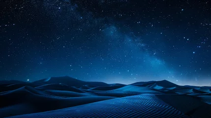Fototapete Rund Minimalistic night landscape of desert dunes under a mesmerizing gradient starry sky © Alexander