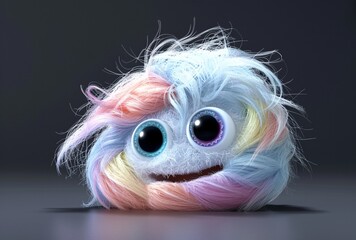3D cute fluffy monster - obrazy, fototapety, plakaty