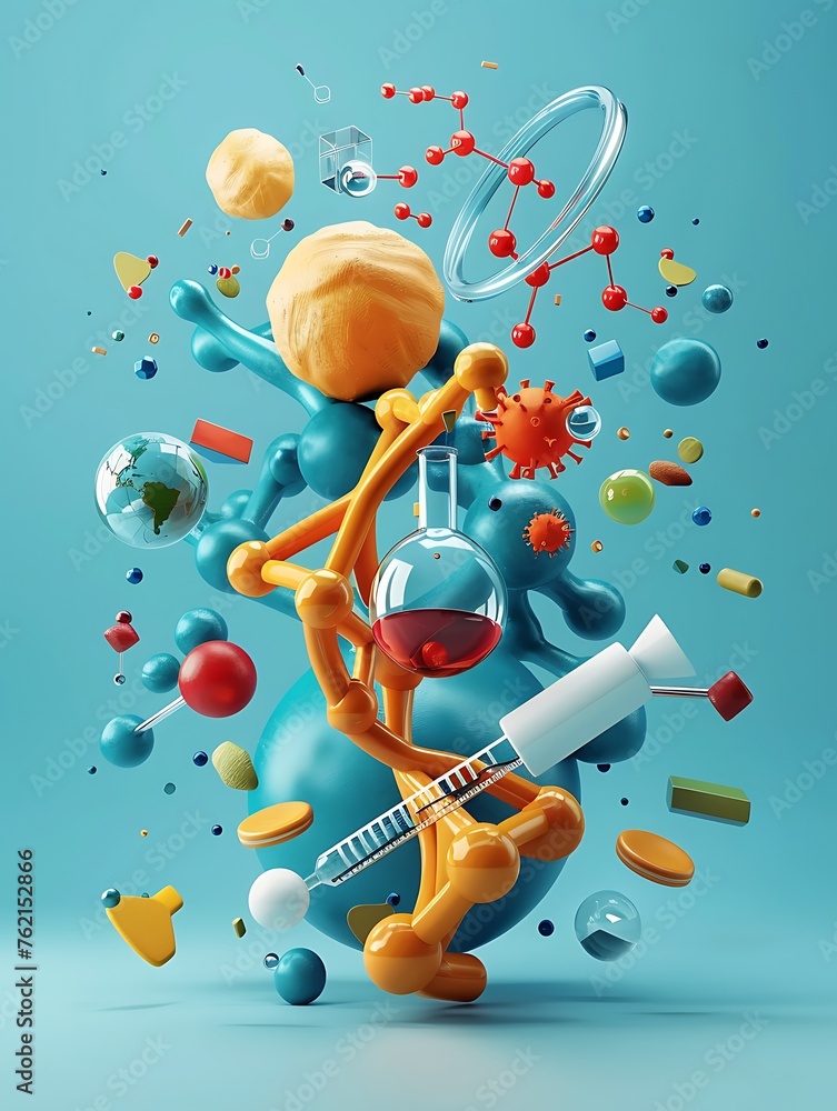 Aufkleber falling 3d science object background