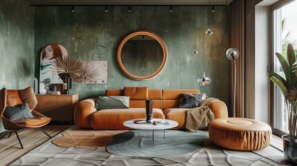Visualization of the interior of a room, living room, elegant interior, modern and minimalist interior