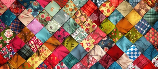 Patchwork style seamless texture of quilt design - obrazy, fototapety, plakaty
