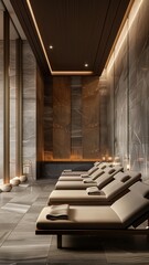 Vertical AI illustration upscale spa relaxation room. Business concept.