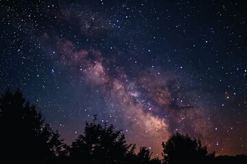 Fototapeta na wymiar Romantic night sky with a galaxy backdrop filled with twinkling stars and soft nebulae.