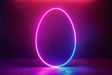 Plakaty   neon easter egg shaped frame isolated on background