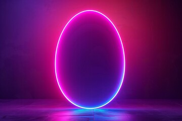 
neon easter egg shaped frame isolated on background - 762156085