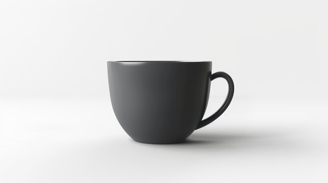 3d rendering side view gray coffee cup isolated on white background. AI generated image