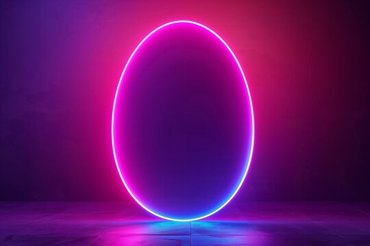 
neon easter egg shaped frame isolated on background
