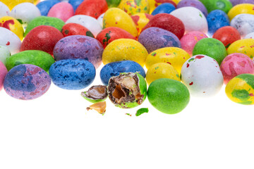 colored dragee with nut isolated