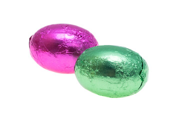 chocolate eggs isolated