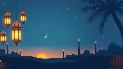 Minimalist green eid mubarak and ramadan theme background. AI generated image - obrazy, fototapety, plakaty