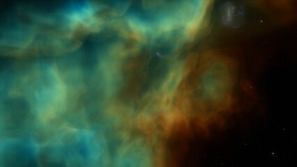 Cosmic background with a blue purple nebula and stars
