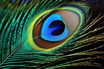 Delicate Peacock feather. Color art beauty. Generate Ai