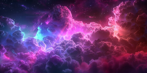 colorful clouds with neon color , Colorful neon sky banner, pink , purple, red , blue clouds