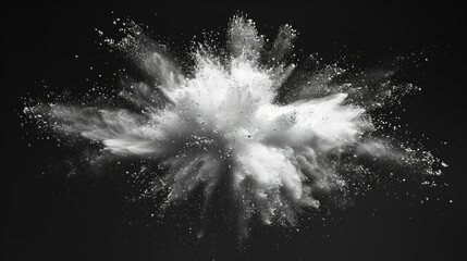 Abstract white powder explosion isolated on black background - obrazy, fototapety, plakaty