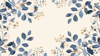 Blue and beige flower seamless background in provence style. Modern pattern in blue and beige. - obrazy, fototapety, plakaty