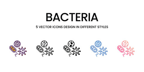 Bacteria icons set in different style vector stock illustration