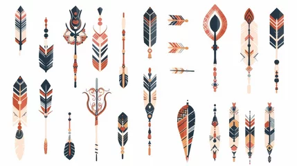Afwasbaar Fotobehang Boho Bohemian arrows. Tribal arrows. Set of Indian style arrows. Modern collection.
