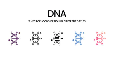Dna icons set in different style vector stock illustration.