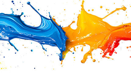 Colored splashes of water on white background ,mix color paint splash on white background
