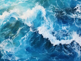 Top View of Ocean Waves Background. Generative AI