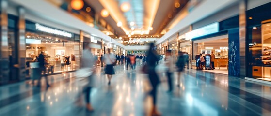 Blurred Mall Interior Shoppers